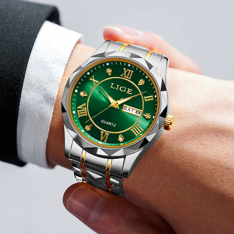 LIGE Men's Quartz Watch Men's Classic Traditional Watch Stainless Steel strap Men's Casual Waterproof Watch Youth Fashion Watch Student