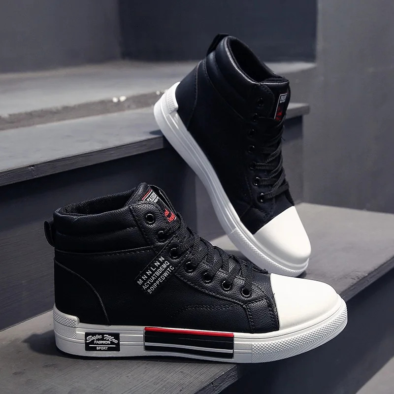 Canvas Autumn Leather Fashion new High-Top for Men Non-Slip Male Sneakers Flat Tenis Shoes Zapatillas Hombre