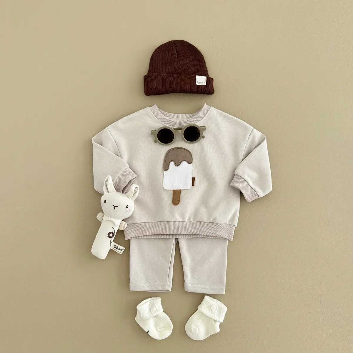 New Autumn Baby Boys Girls Clothing Set Toddler Casual Cotton Home Wear Ice 2PCS Set Long-Sleeved Pants CHIldrens Suits X241228