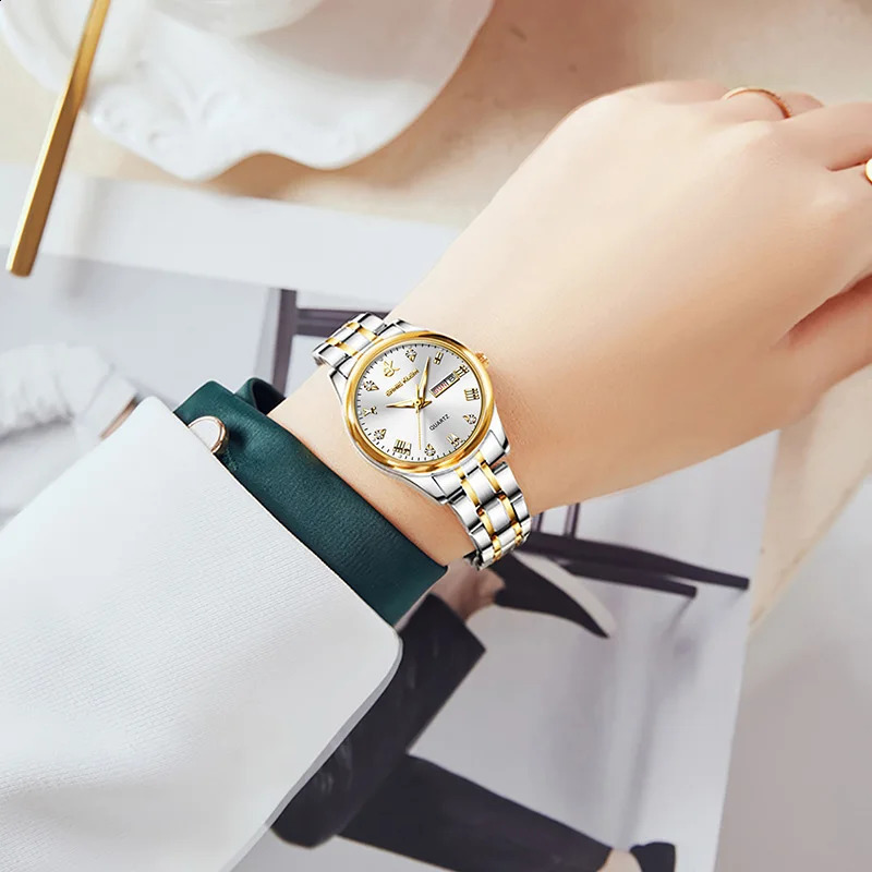 EK Womens Wrist watch Original Watches for Ladies Waterproof Stainless Steel Quartz Woman Wristwatch Gold trend 241225