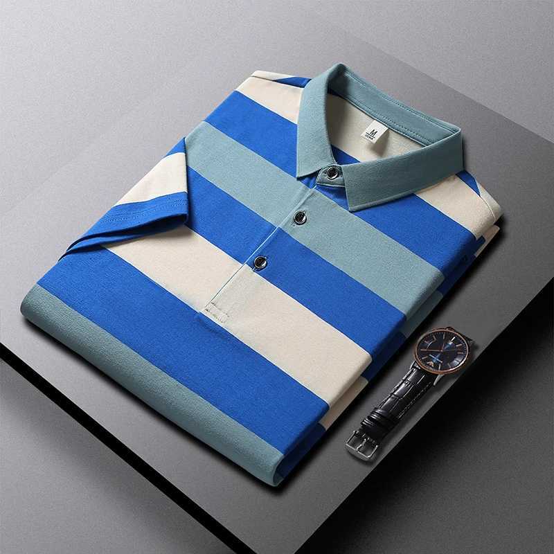 2024 Summer Fashion High Quality All Cotton Stripe Thin Lapel Short Sleeve Top Versatile Business and Casual Mens shirt Shirt X241228