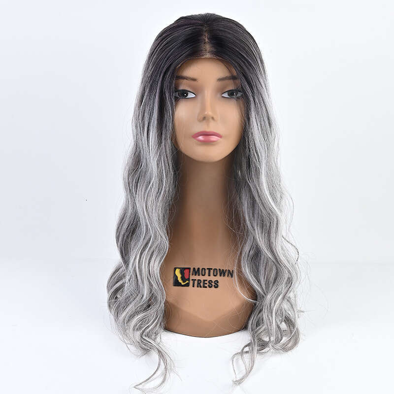 13 * 4 Wig Front Lace Synthetic Headband Gradient Color Long Curly Hair 22 Inches Straight Kq2 Kq2