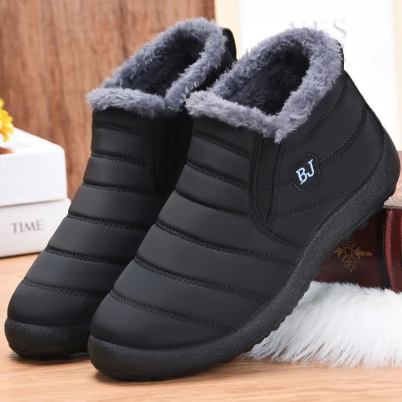 Women Boots Slip On Ankle For Winter Shoes Snow Keep Warm Fur Botas Mujer Black Short Boot Female 241223