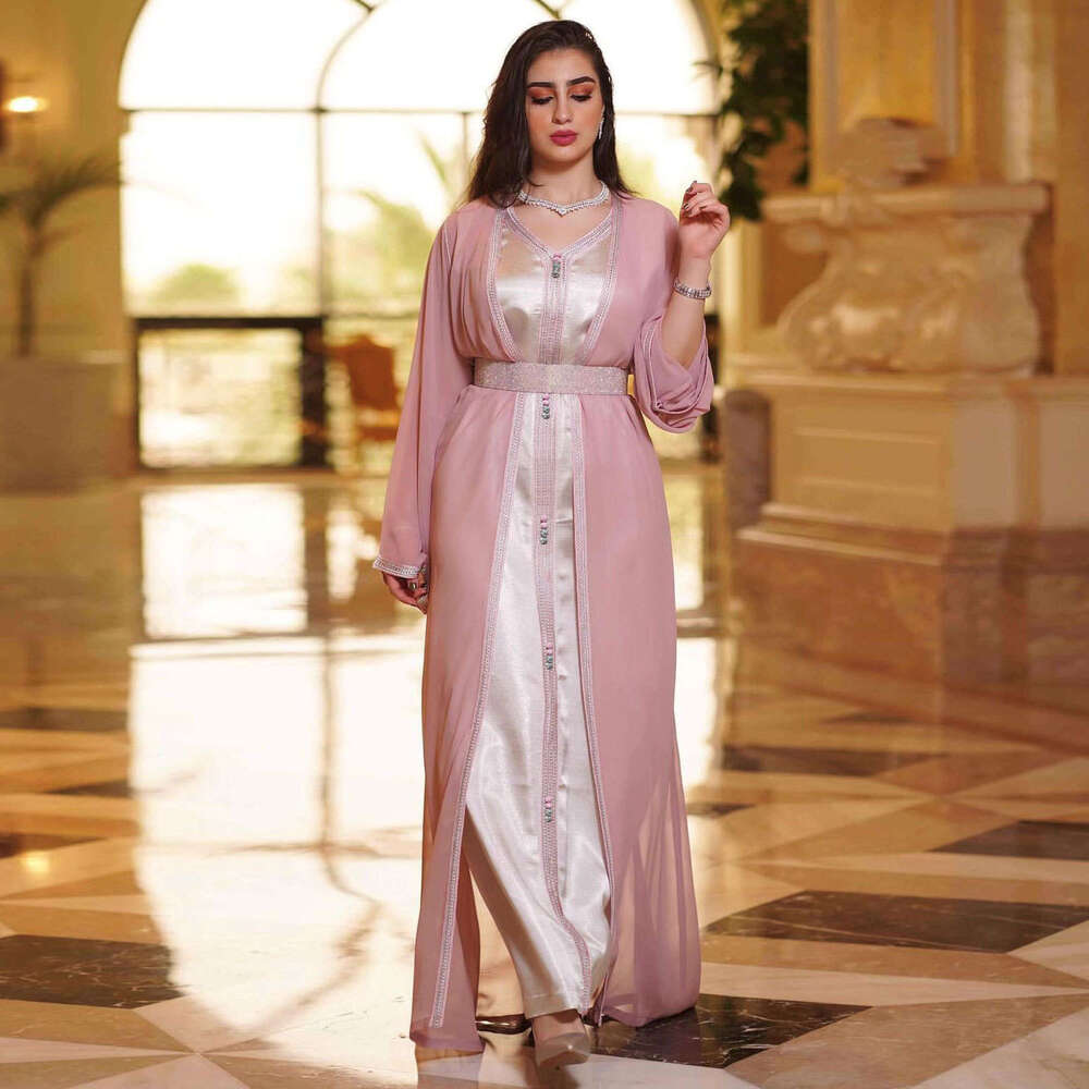 Cross Border Middle Eastern Commuting Ethnic Style European And American Hot Products Colorful Chiffon Dress Foreign Trade Muslim Women's Wear