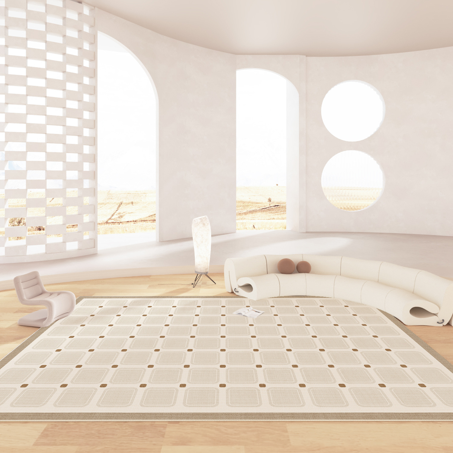 5042-135-Modern White Minimalism Large Living Room Carpet Light Luxury Beige Decoration Bedroom