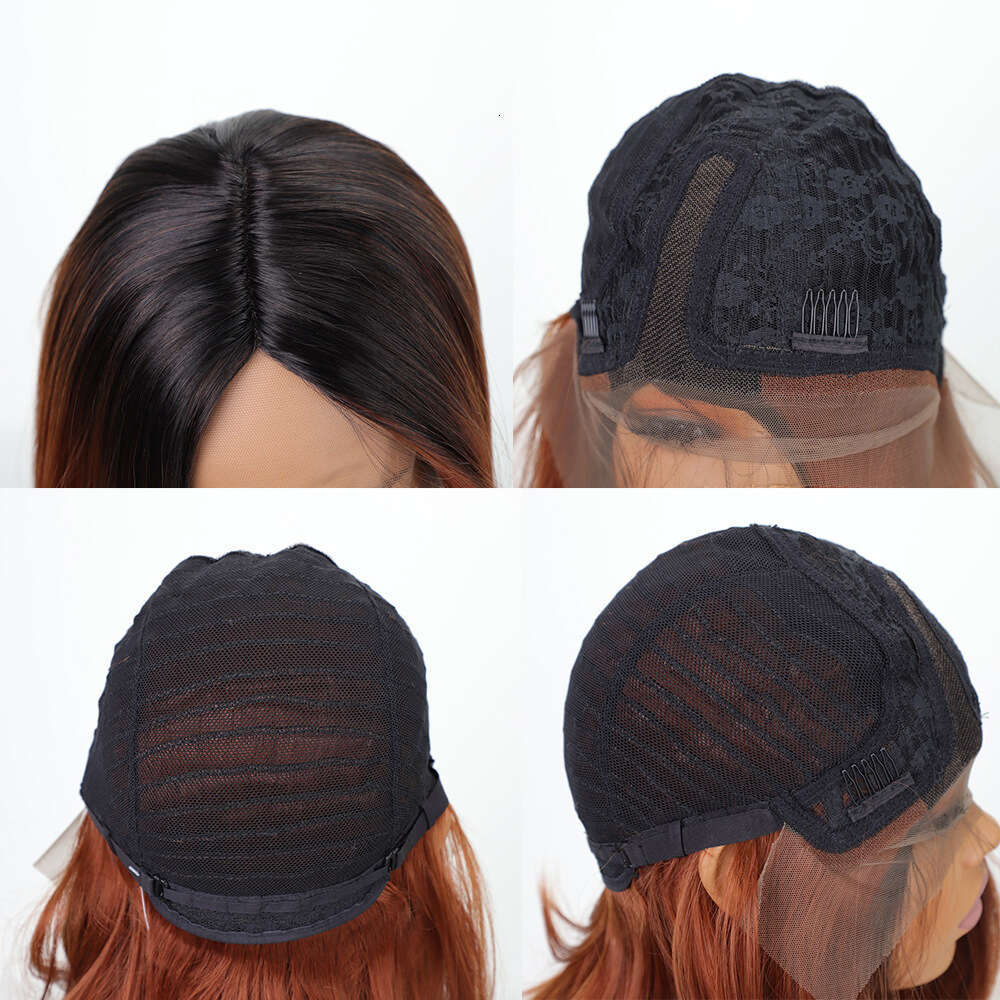 Front Wig, Women's Full Head Gradient Brown Long Straight Hair, Synthetic Lace Headband Kq2 Kq2