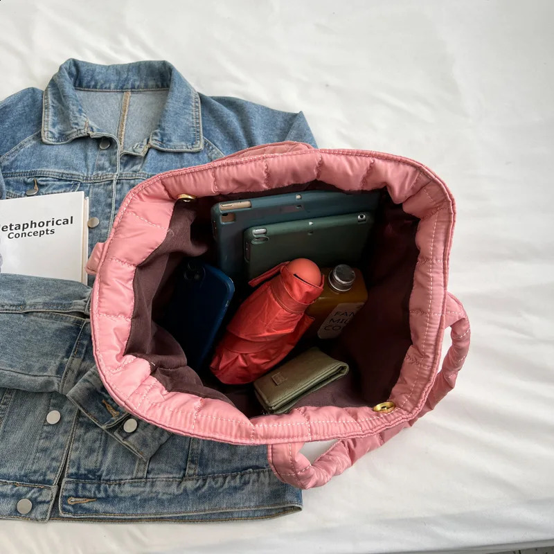 Winter Waterproof Space Cotton Shoulder Bag For Women Large Capacity Handbag Shopping Tote Lady Crossbody Bag Pack 241227