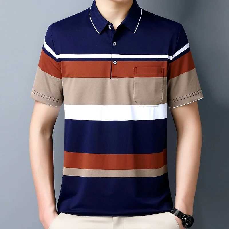 New Mens Color Woven Striped Short Sleeved shirt Shirt Cotton Summer Casual Top X241228