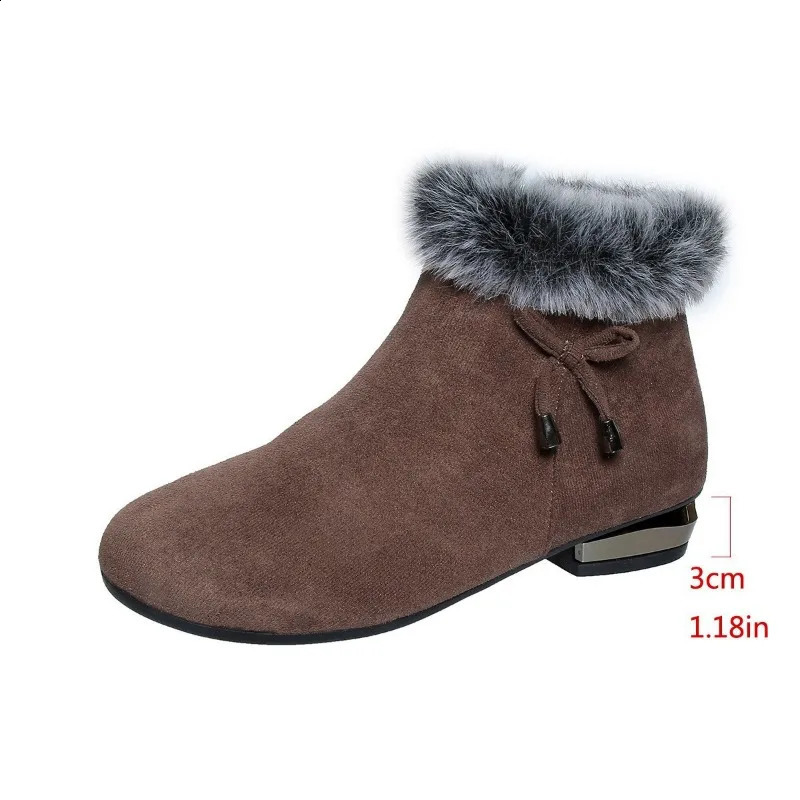 Women Boots Winter Ankle Round Toe Low Heel Plush Cotton Comfortable Warm Anti Slip Cold Proof Work Shoes 241223