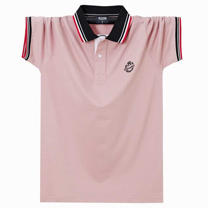 Summer plus cotton short sleeved polo shirt for men with added weight and trendy top loose collar thin polo shirt size 6XL X2503061