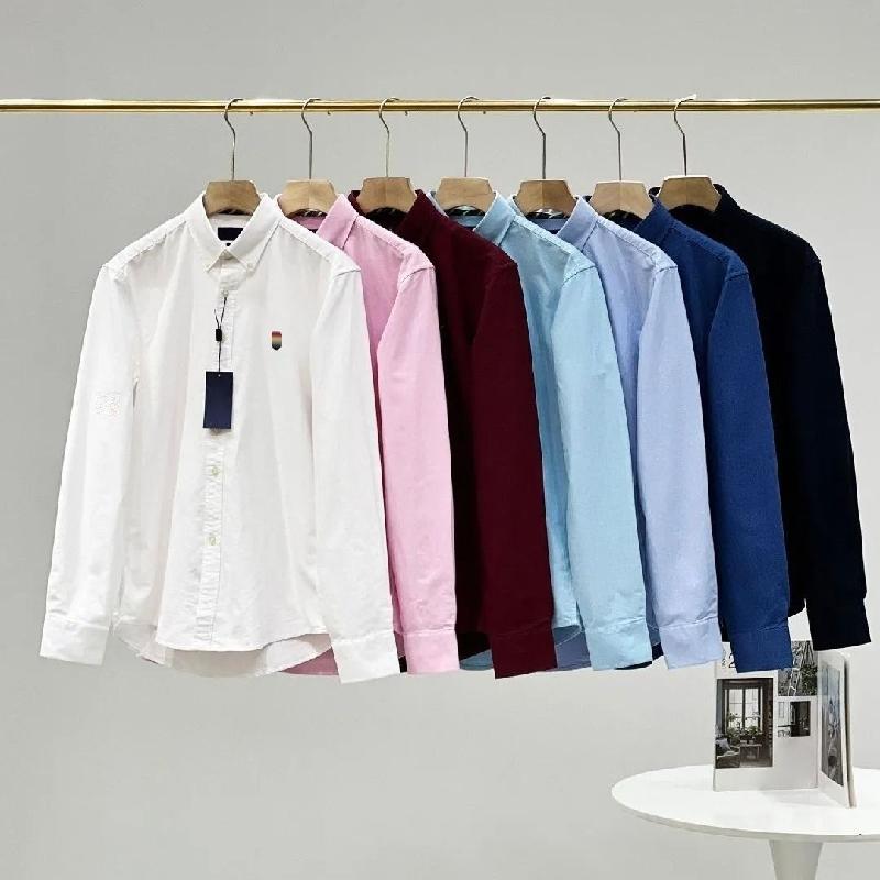 Mens Polos Designer Colorful Pony Polo Shirt Oxford Spinning Corduroy Long Sleeved Shirts Men Business Slim Tops RL Solid Color Embroidery Fashion Casual Tees