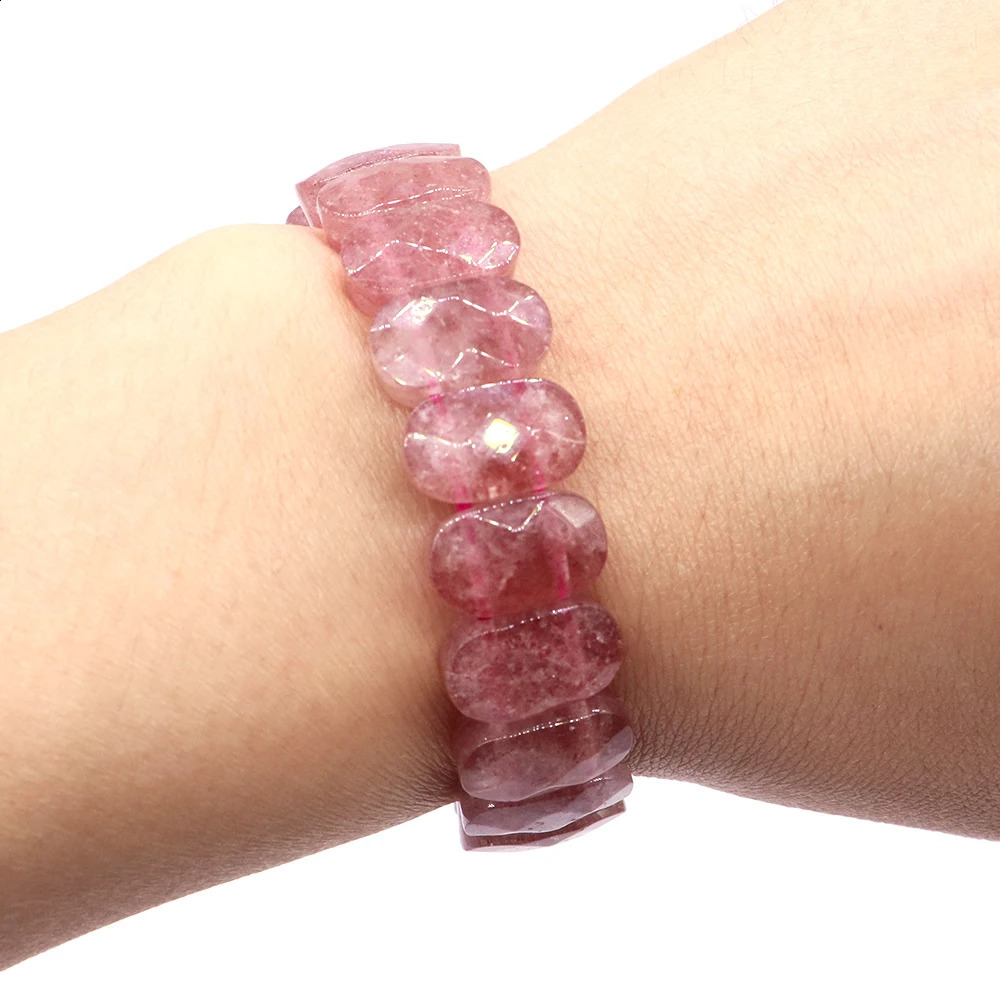 8x14mm Natural Cut Square Beads Strand Elastic Bracelets Amethyst Healing Crystal Energy Rectangle Bangle Women Jewelry Gift 241227