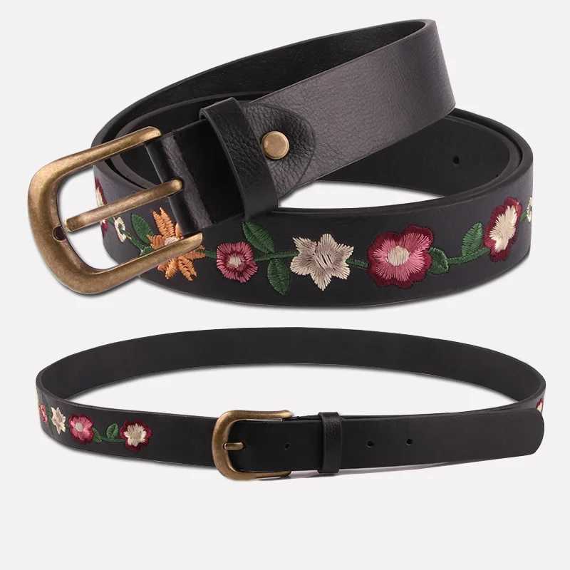 Newly embroidered floral decoration womens belt retro fashion womens classical Chinese style belt W241228