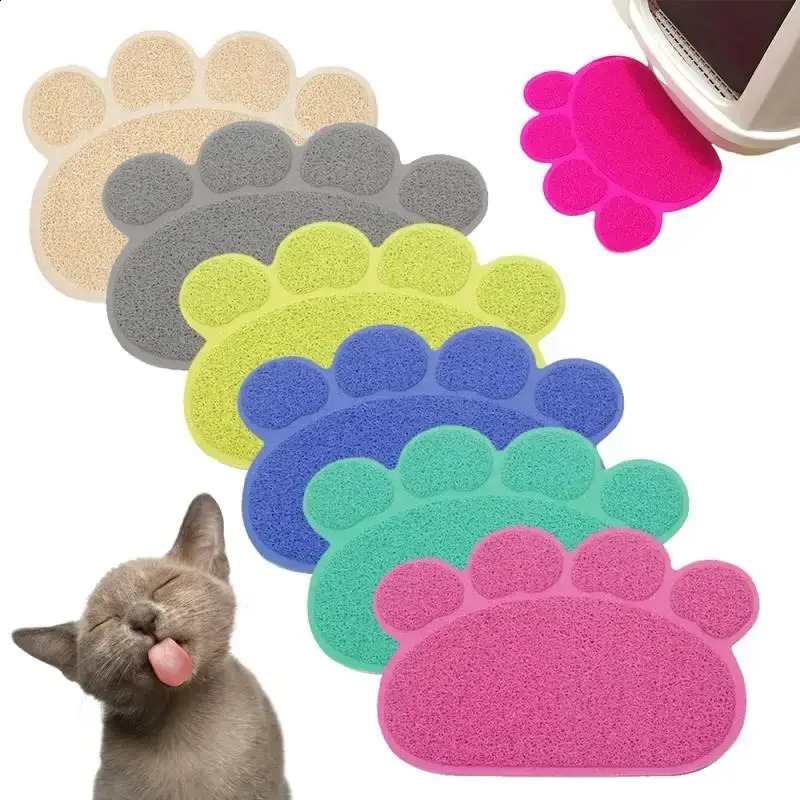 PVC Pet Mat Non-slip Claw-shaped Cat Litter Rub Feet Cat Toilet Dog Puppies Feeding Mat Cute Dish Bowl Food Feed Placement 241225