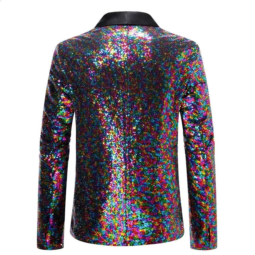 Colorful glitter decoration black collar jacket mens wedding party dress jacket blue mens suit jacket S M L XL XXL 241227