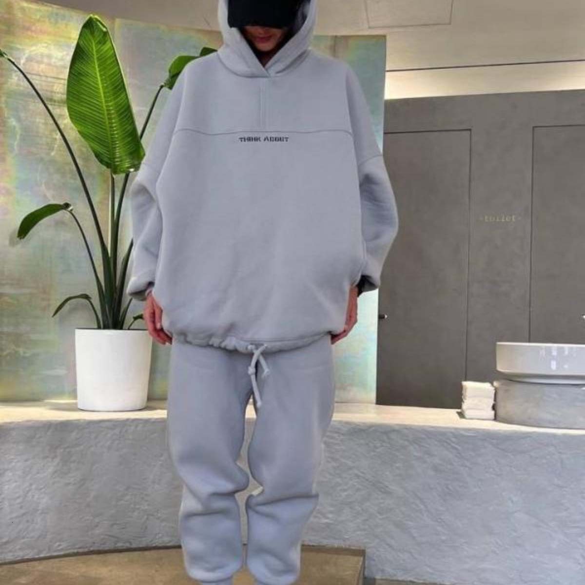 Women's Fashion Outfits Letter-Printed Long-Sleeved Drawstring Hoodie Girdg Pants Sports Suit Casual Female 2-Piece Set