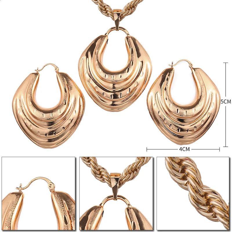 Ethlyn Wedding Jewelry Accessories for Women Hollow Oval Pendant Nigerian/African Jewelry Set Earrings Necklace Bridal Jewelry 241226