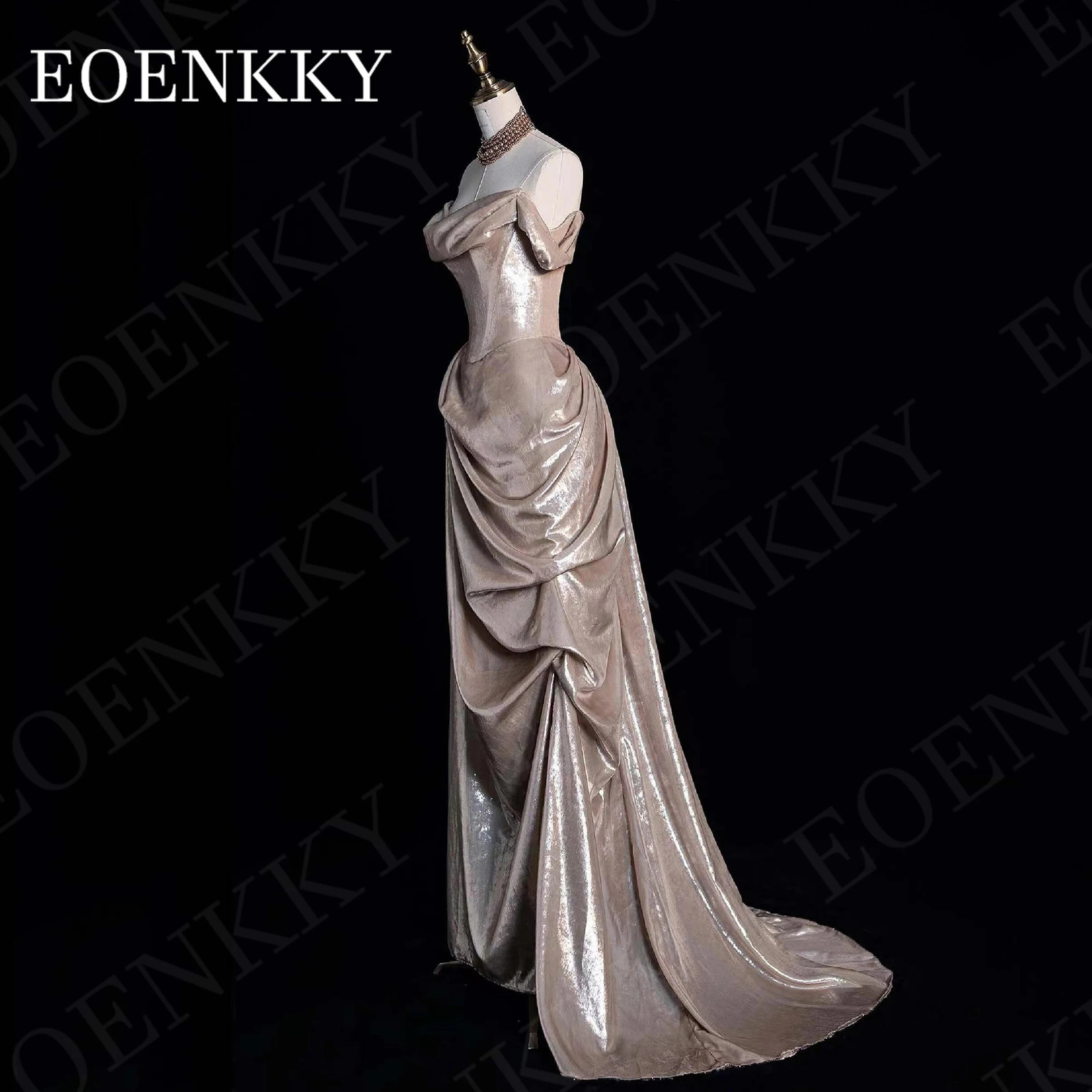 Saudi Arabia Off Shoulder Evening Dress Women Elegant Off The Shoulder Pleats Celebrity Party Dresses Sweep Train 241223