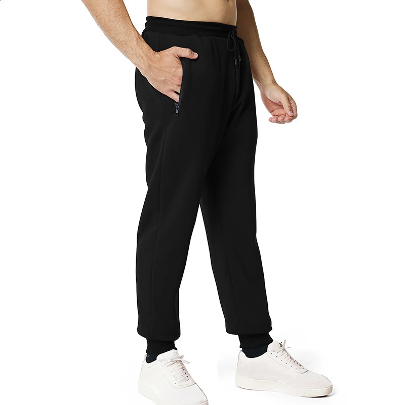 Sweatpants Side Zipper Pockets Men Joggers Track Pants Elastic Waist Sport Casual Trousers Baggy Fitness Gym Clothing 241226