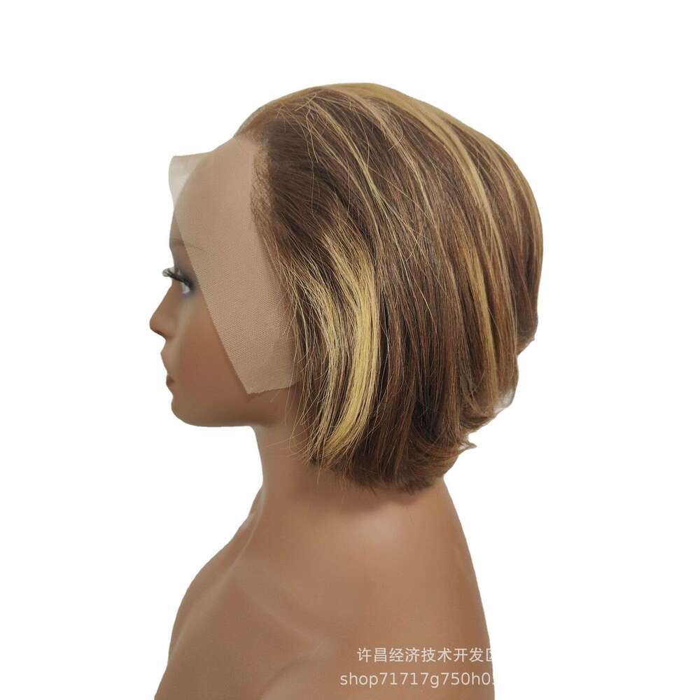 Real Hair Front Short Head Cover 13X4 Lace Frontal E Cut Wig Kq2 Kq2
