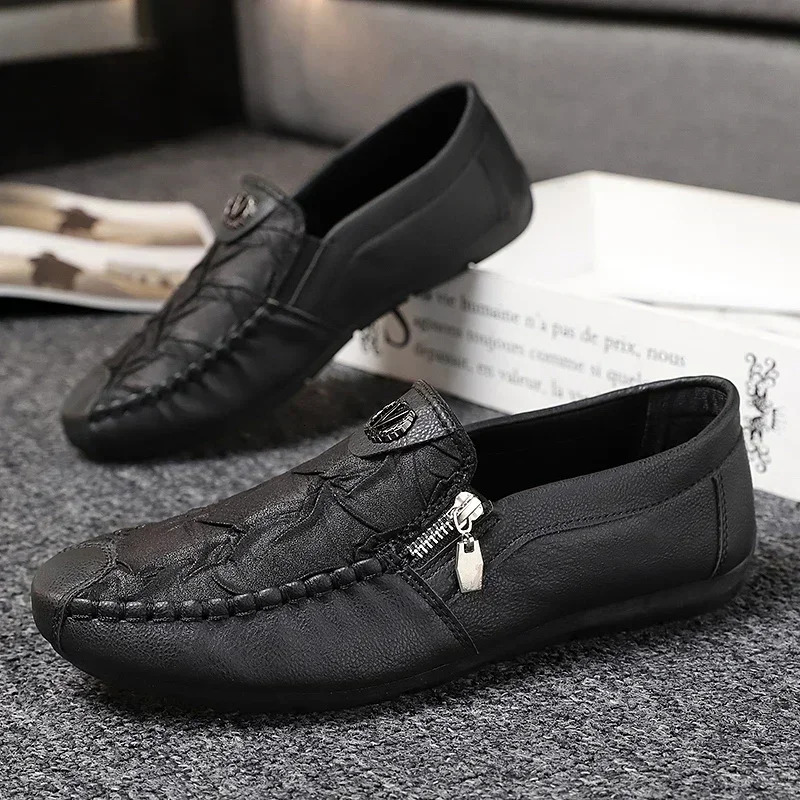 Fashion Leather Men Casual Outdoor Breathable Walking Lightweight Mens Loafers Lazy Driving Shoes Sneakers
