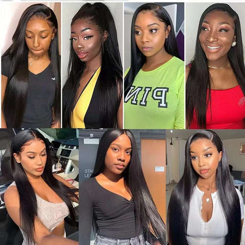 Fashion Black Wig, Split Long Straight Hair, Front Lace Synthetic Women's Headband Wigs Kq2 Kq2