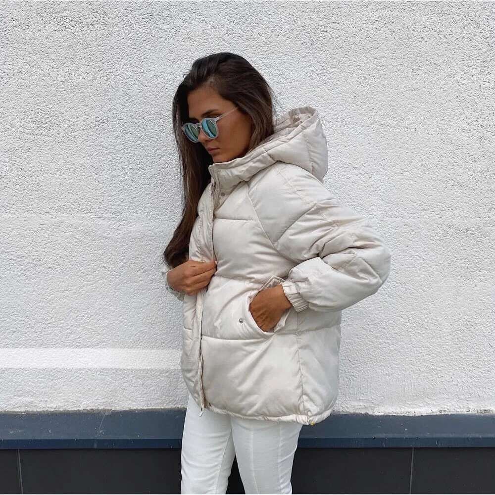 Short Oversize Parka Warm Thick Cotton Coat Loose Hooded Padded Women Winter Jacket Q1913 M7h 201127