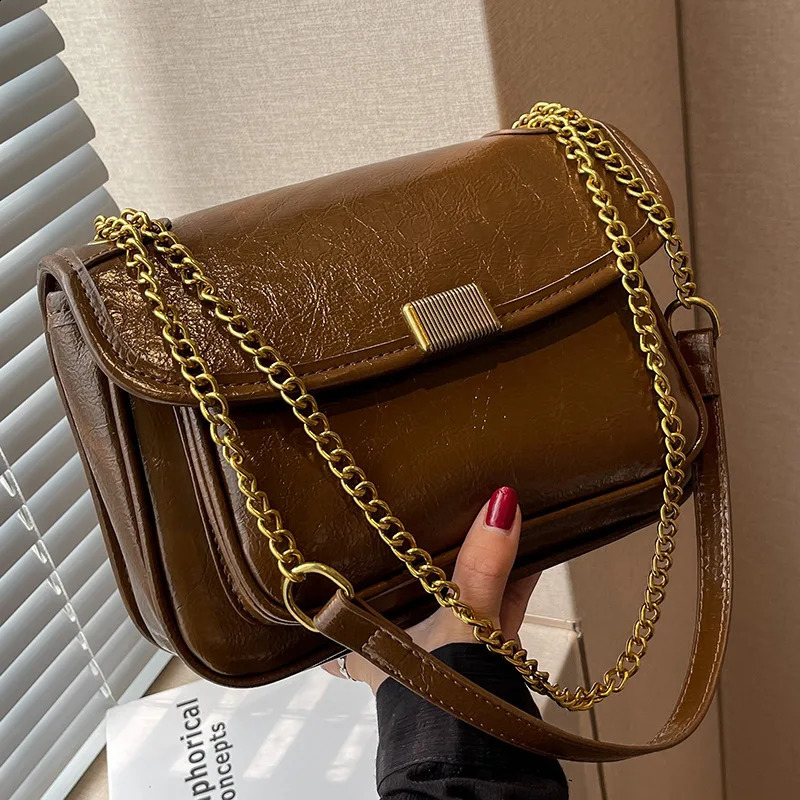 Female Casual Messenger Bag Women Handbag PU Leather Chain Shoulder Bag Square Bag Easy to Clean Womens Bag 241228