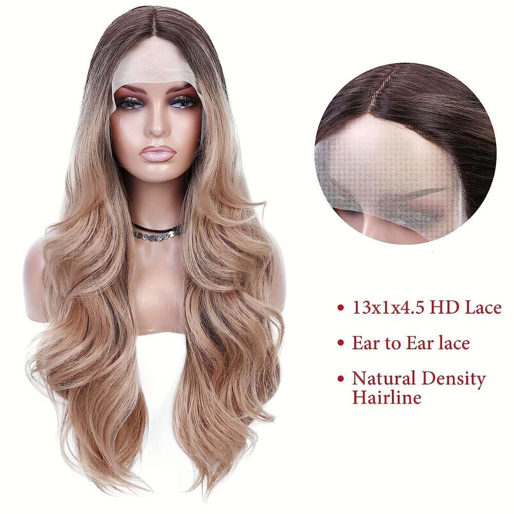 Women's Front Wig 13 * 4 Lace Wave Long Roll Synthetic Hair Wigs Kq2 Kq2