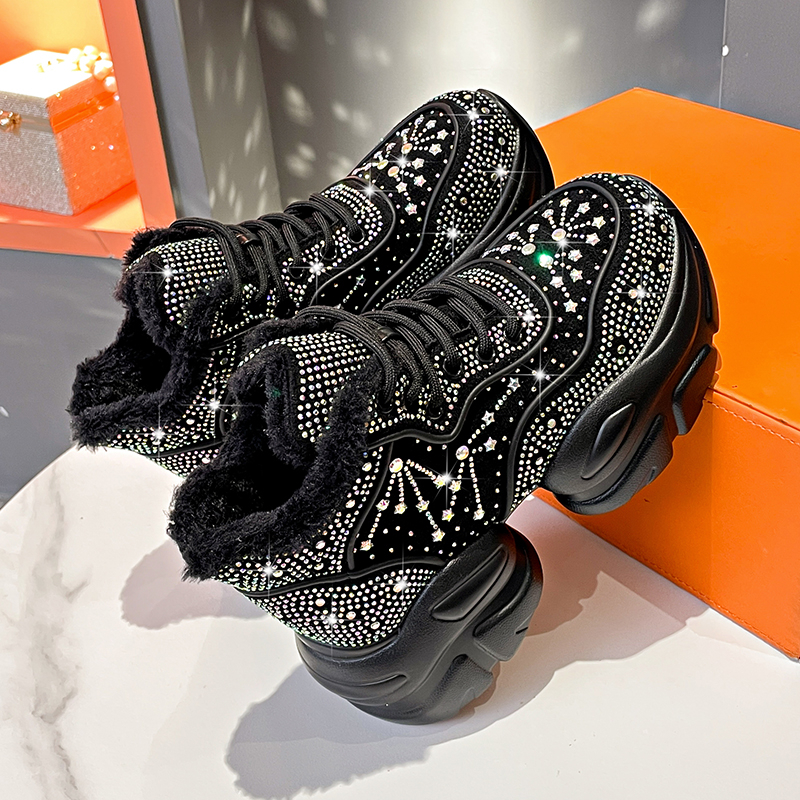 Fashion Luxury Women's Shoes New Winter Warm Women's Sneakers Diamond Designer Casual Ankle Boots Platform Shoes High quality warm snow boot