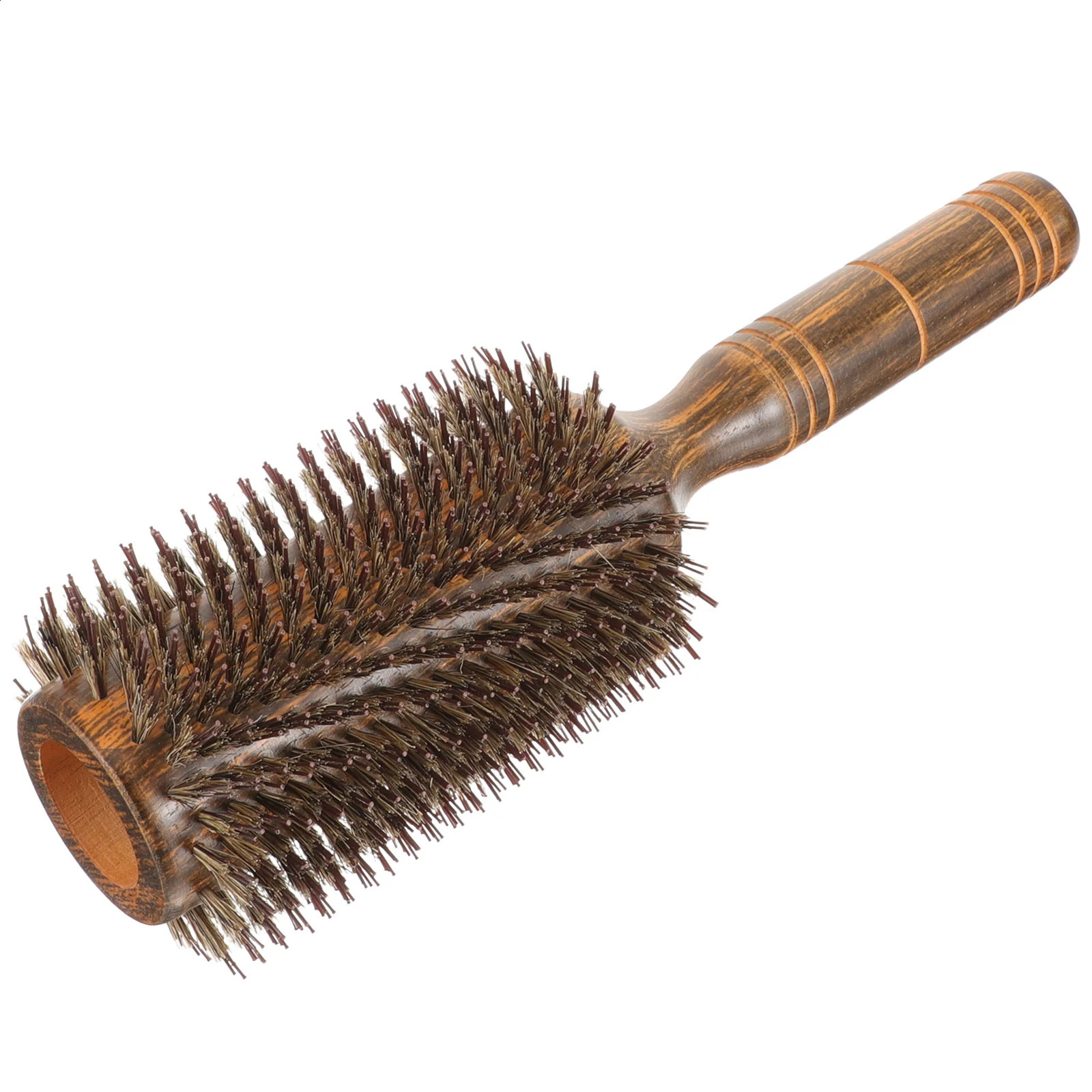 Pig Bristle Curling Comb Curly Hair Styling Brush Blow-dry Hairbrushes for Women Drying Oversized Wood 250103