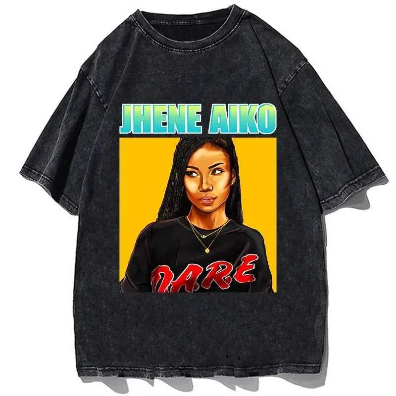 Jhenes Music Aikos Printed T-shirt Summer Short Slip Crew Collar T-shirt Classic Casual Cotton Oversized T-shirt Top X241228