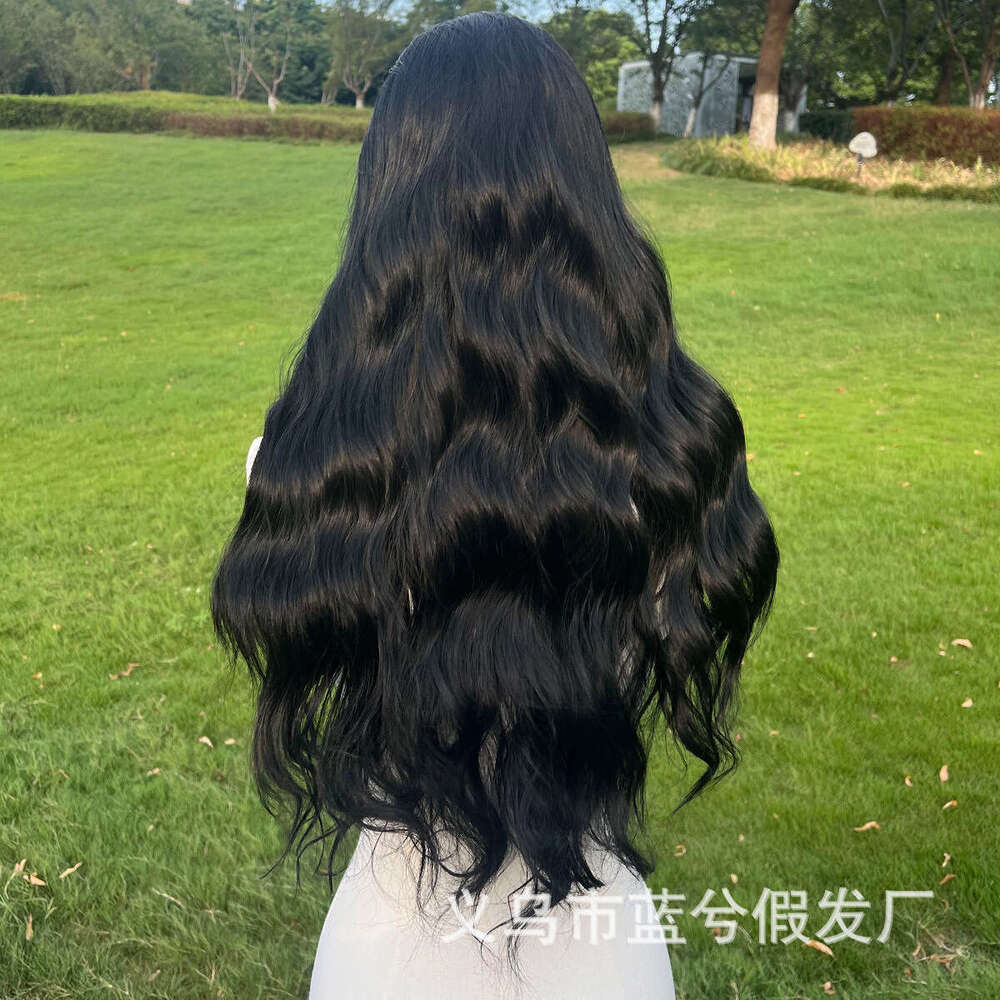 New Black 13 * 4 Front Lace Wave Curg Half Hand Hook Head Set With Silk Material Wig Kq2 Kq2