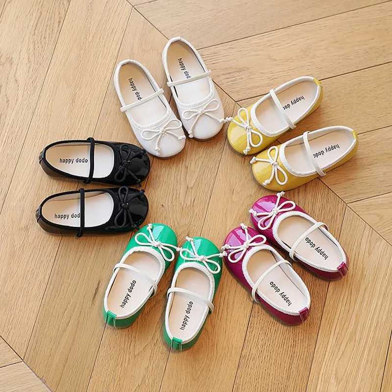 Fashionable childrens flat shoes 2-7-year-old childrens soft soled bow knot princess shoes little girls single shoes Chaussure filling W241228