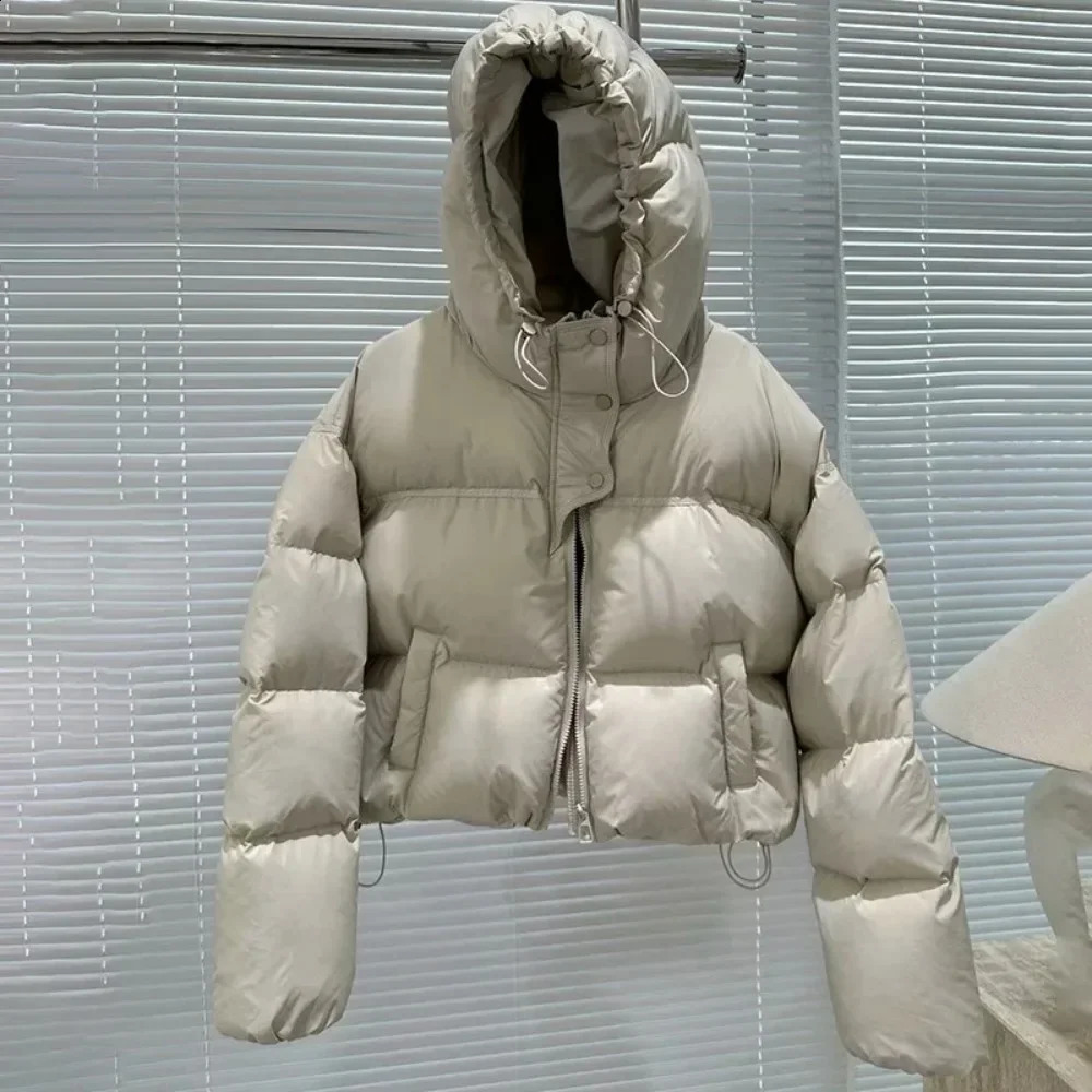 2024 Fashion White Duck Down Jacket Hooded Women Autumn Winter Warm Over Size Casual Short Thick Outwear Female Coat 241227