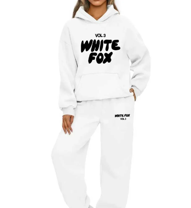 Women's Loose Fit Tracksuit Set - Two Piece Hooded Sweatshirt and Jogger Pants for Casual or Sportswear C260312