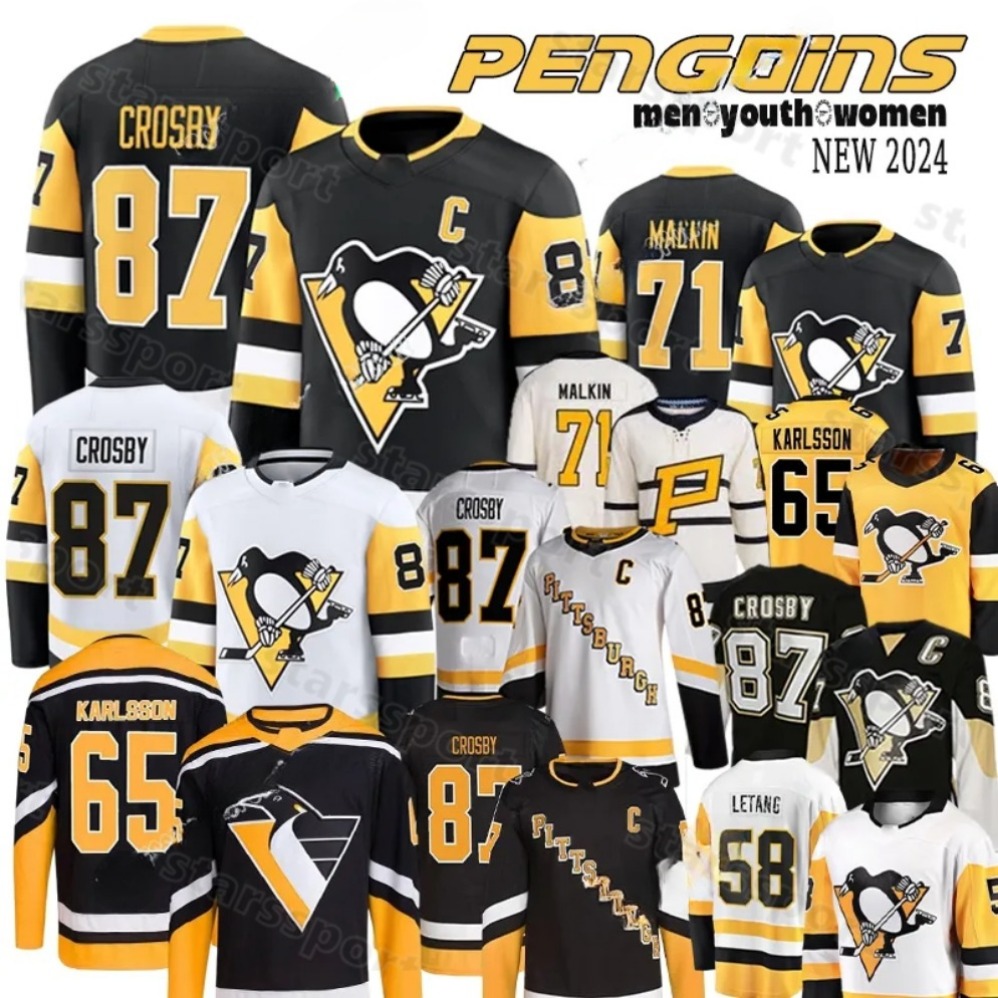 87 Sidney Crosby Jersey 71 Evgeni Malkin pittsburgh hockey jerseys Jake Guentzel jersey Erik Karlsson Kris Letang Bryan Rust Jeff Carter Lemieux Penguin Jersey