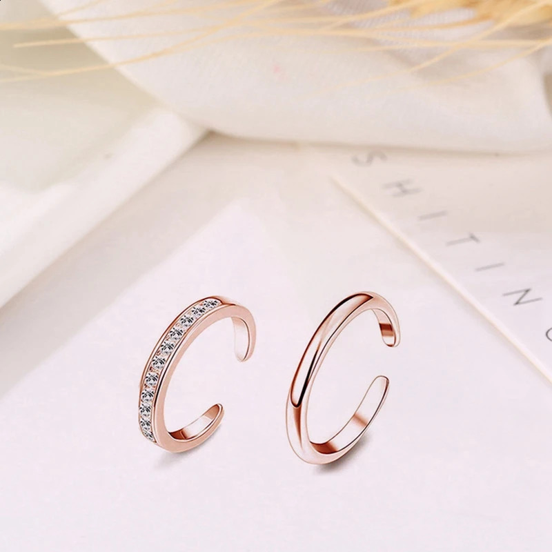 4Pcs Simple Alloy Crystal Foot Ring Adjustable Opening Toe For Women Girl Summer Beach Vacation Jewelry Finger 241225