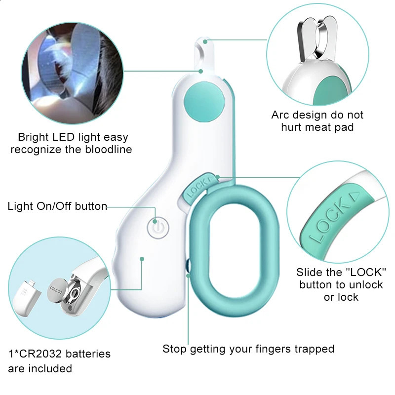 Professional LED Light Pet Nail Clipper Claw Grooming for Cats Small Dogs Scissors Cat Accessories 241228