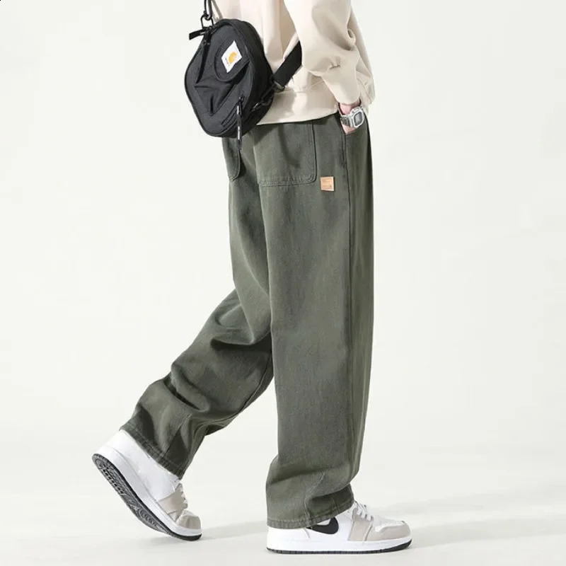 Pocket mens casual pants loose and loose mens clothing mens Trousers straight loose and thin work black summer original clothing Y2k Xxxl 241227