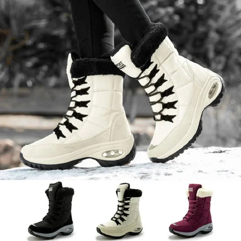 Women Thigh High Boots Platform Fur Warm Snow Winter Shoes Waterproof Slip on Comfortable Outdoor Ankle Hiking 241223
