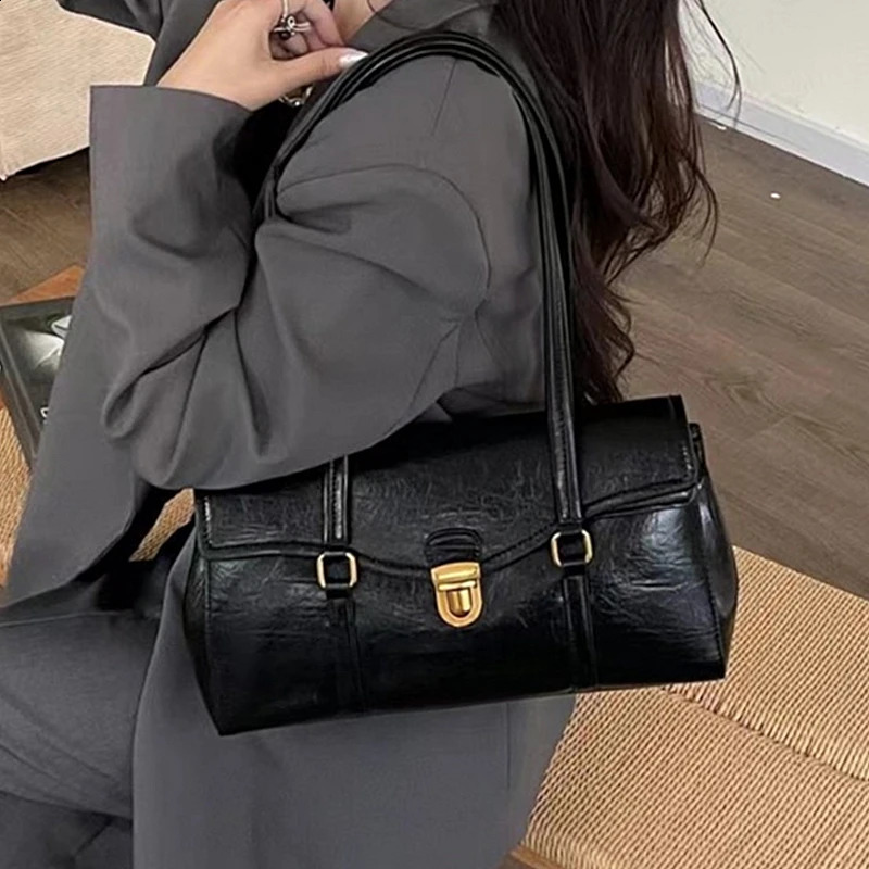 Hifashion Vintage Genuine Leather Underarm Shoulder Bags For Women 2025 Trend ner Large Capacity Tote Purse Ladies Handbags 241227