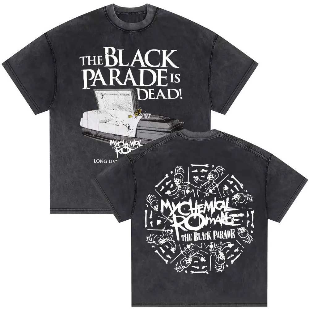 Washed Vintage My Chemical Romance 2007 Tour T-shirt Mens Parade Punk Emo Rock Band T-shirt Mens Fashion Oversized T-shirt X241228