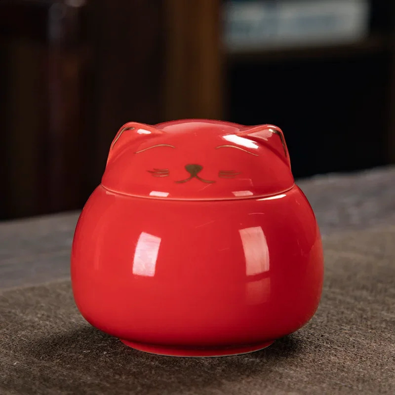 Ceramic Pet Cat Urn Handmade Shaped Animal Memorial Products White Black Decorative Urn Cat Urn for Funeral Memorials Pet Urns 241225