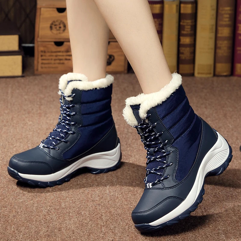 Snow boots womens winter warm plush plus size outdoor casual antislip hightop cotton shoes 241223