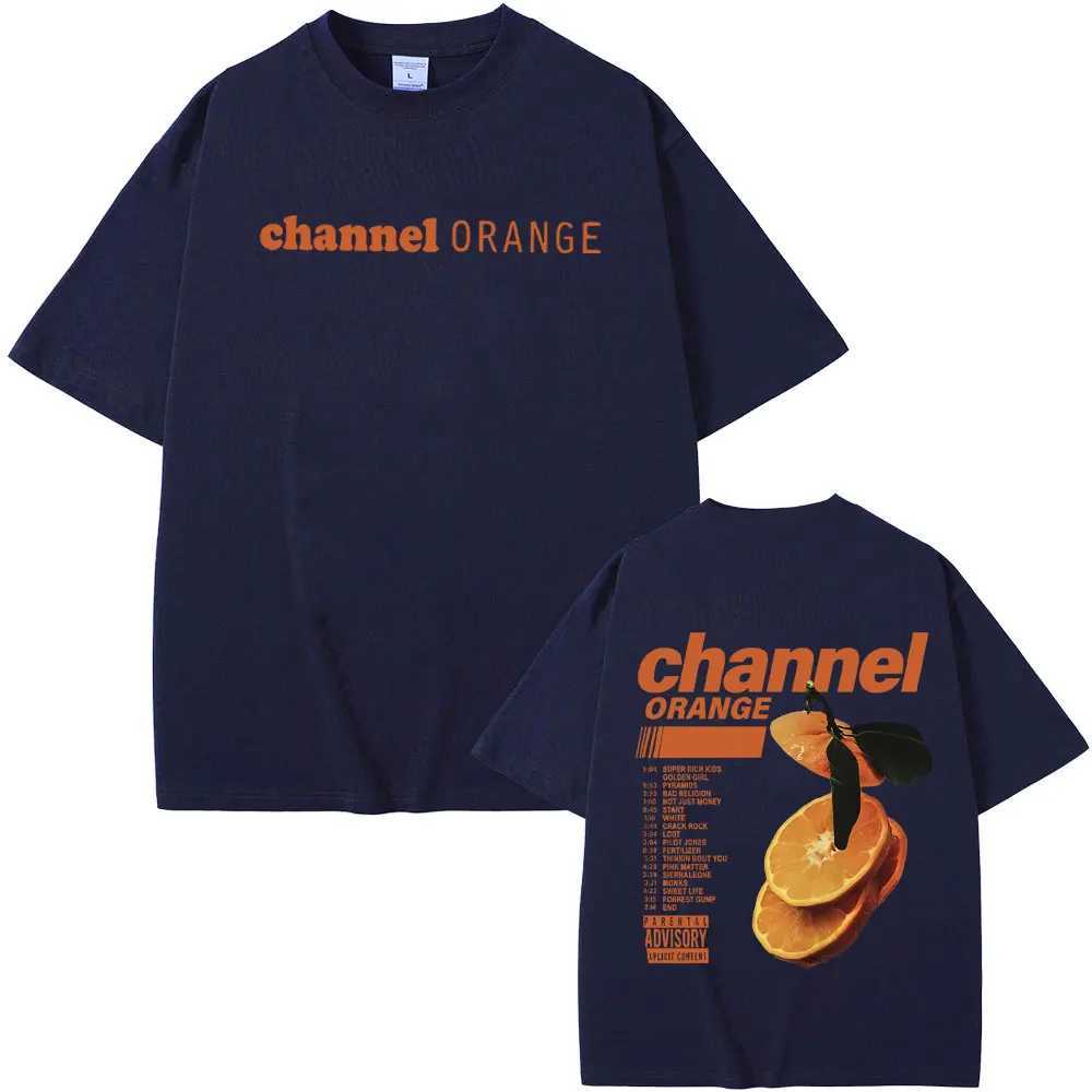 Rapper Frank Orange Graphic Print Tshirt Ocean Oversized T-shirts Blonde Hip Hop Vintage T Shirt Mens Fashion Straps X241228