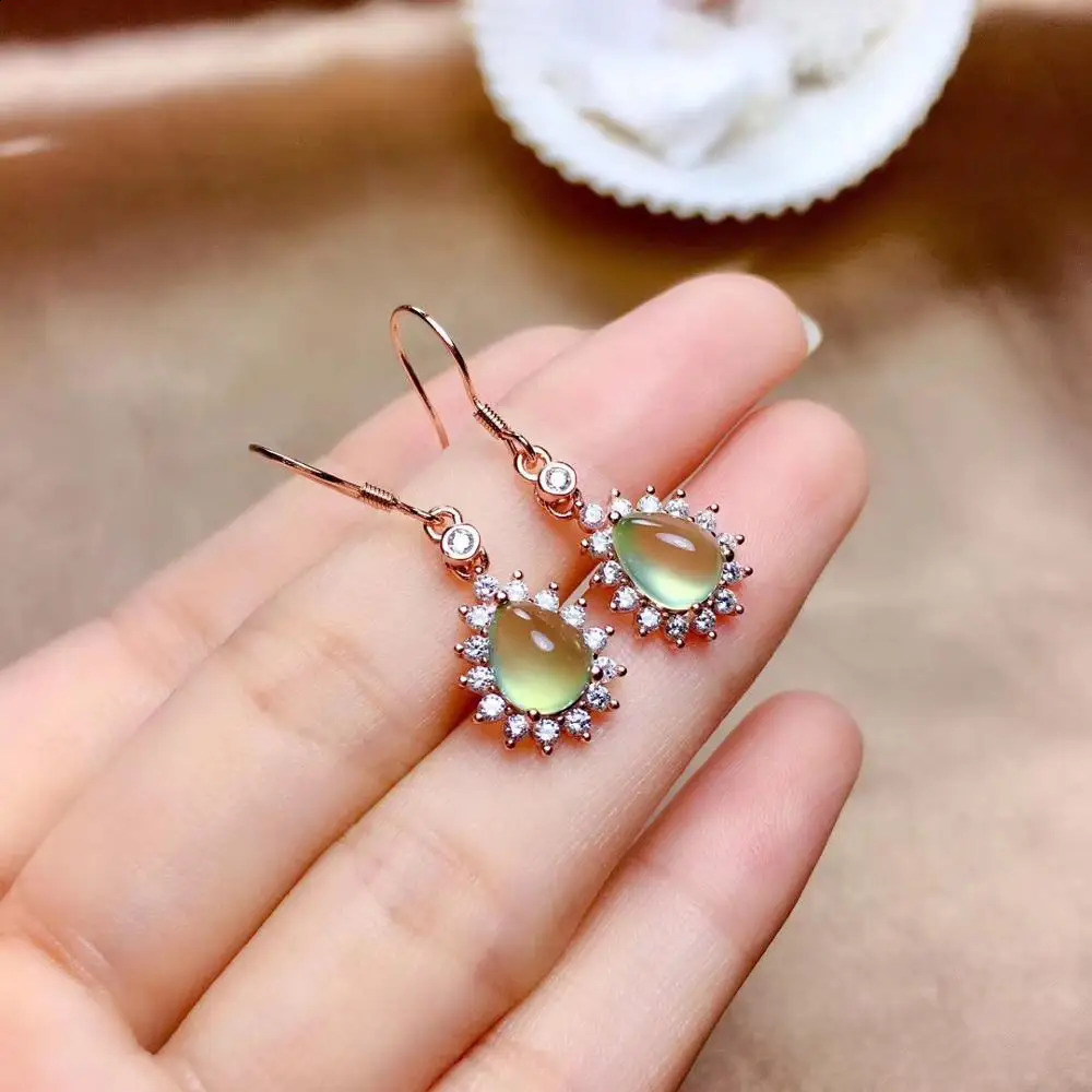 The GiftFor your girl Friend Prehnite Earring Natural And Real 925 sterling silver Prehnite Earring 241226