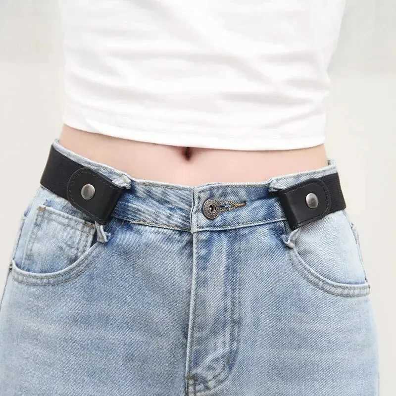 Simple And Fashionable Womens Belt Elastic Lazy Mens Belt Woven Invisible And Seamless Unisex Jeans Belt Length Adjustable W241228
