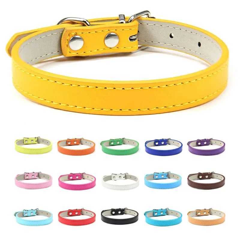 New Arrival 1 Piece Dog Adjustable Color PU Leather Neck Strap Cat Collars Soft Pet Supplies for Dogs Z241228