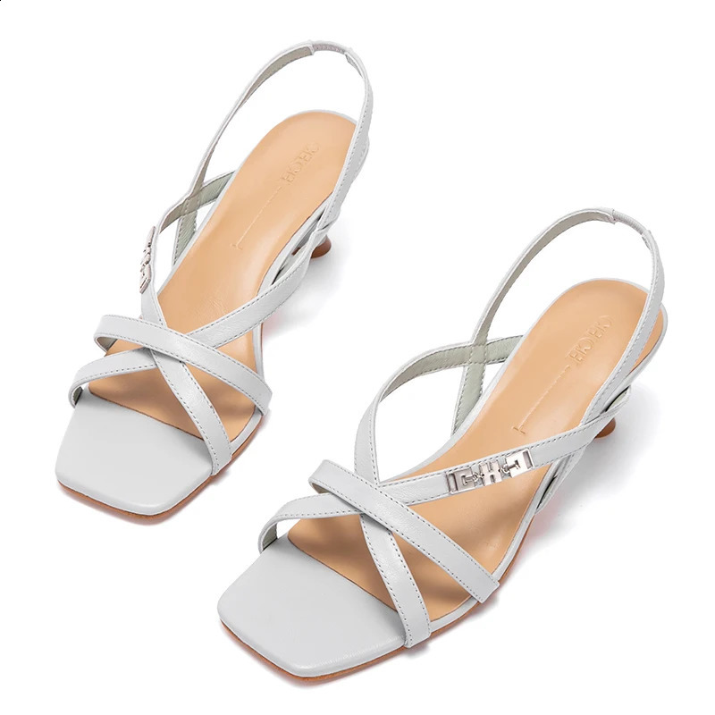 Womens Shoes High Heels Comfortable Sheepskin Leather Low Heel Sandals Wedding Banquet 241228